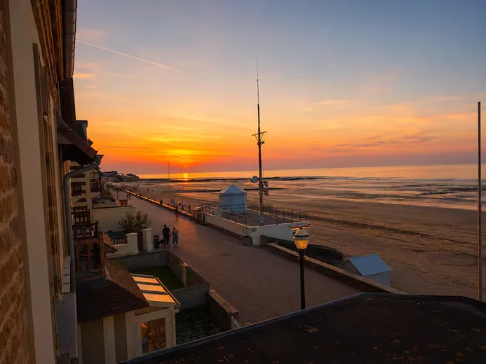 Seafront promenade at sunset